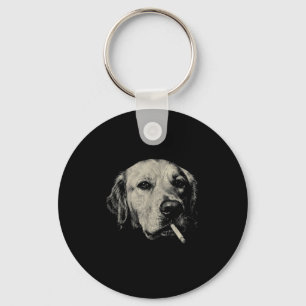 Lustiger Golden-Retriever-Meme mit rauchendem Hund Schlüsselanhänger