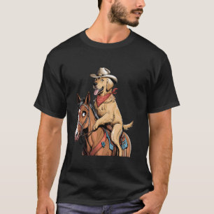 Lustiger Golden Retriever reitet auf einem Pferd G T-Shirt