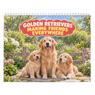 Lustiger Golden Retriever schließt Freundschaften Kalender