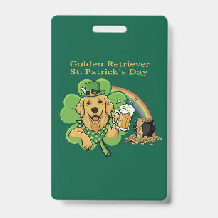 Lustiger Golden Retriever St. Patrick's Day Leprec Ausweis