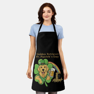 Lustiger Golden Retriever St. Patrick's Day Leprec Schürze