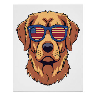 Lustiger Golden Retriever - USA Hunde Liebhaber Gr Poster