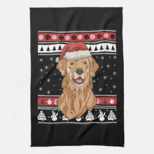 Lustiger Golden Retriever Weihnachten Geschirrtuch