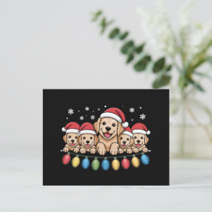 Lustiger Golden Retriever Weihnachts-Welpe Hund  Feiertagspostkarte