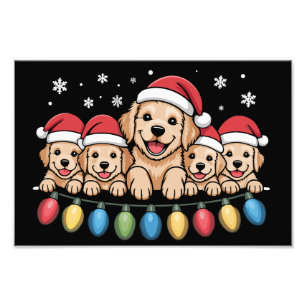 Lustiger Golden Retriever Weihnachts-Welpe Hund Fotodruck