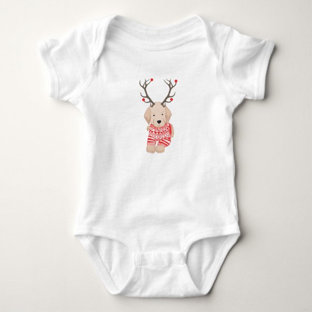 Lustiger Golden Retriever Welpe Geweih Pullover (Vorderseite)