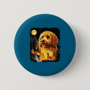 Lustiger Goldendoodle Heulender Mond Vintage Lusti Button
