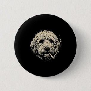 Lustiger Goldendoodle-Meme Hund raucht Zigarette  Button