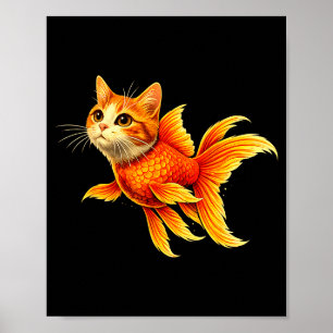 Lustiger Goldfisch-Katz-Hybrid niedliches Tier Mem Poster