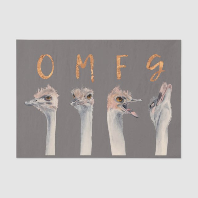 Lustiger GoldSchriftart der Ostrich-Vogel-| OMFG Seidenpapier (Vorderseite)