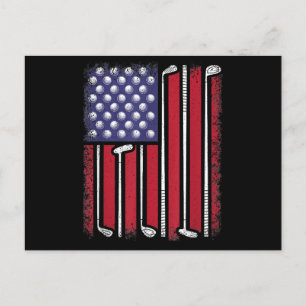 Lustiger Golf-Amerikanischer-Flagge-Golfspieler-Vi Feiertagspostkarte
