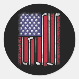 Lustiger Golf Amerikanischer Flagge Golfspieler Vi Runder Aufkleber