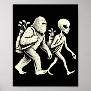 Lustiger Golf Bigfoot Sasquatch Alien Ufo Golfer  Poster