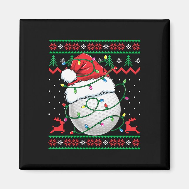 Lustiger Golf hässlicher Weihnachtspullover Damen  Magnet (Vorne)
