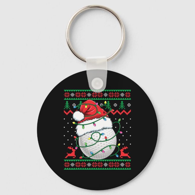Lustiger Golf hässlicher Weihnachtspullover Damen  Schlüsselanhänger (Vorderseite)