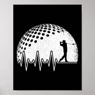 Lustiger Golf Herzschlag Golfspieler Vintage Golfe Poster