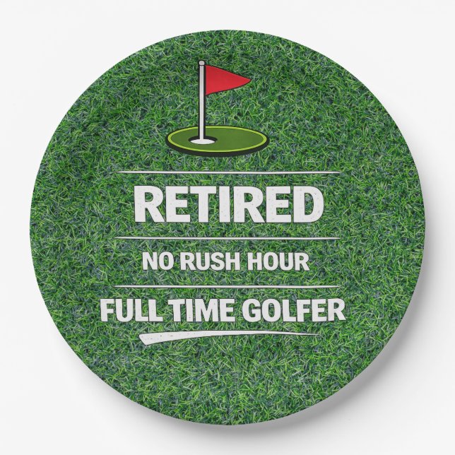 Lustiger Golf-Spruch Golf-Renteneintritt Pappteller (Vorderseite)