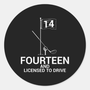 Lustiger Golf Spruch Teen Golfer 14. Geburtstag  Runder Aufkleber
