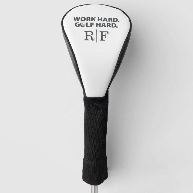 Lustiger Golf-Vater-Monogramm Arbeite Hart Golf Ha Headcover (Vorderseite)