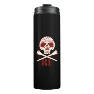 Lustiger Golf-Vater-Monogramm schwarzer Totenkopf  Thermosbecher