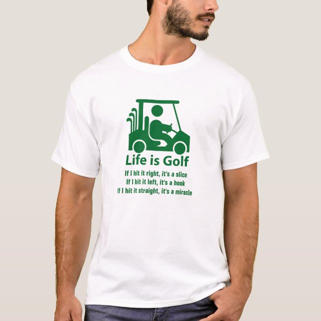Lustiger Golf-Wagen-Golfspieler-Grün-Weiß-T - T-Shirt (Vorderseite)
