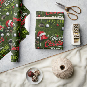 Lustiger Golf-Weihnachtsspruch auf grünem Gras Geschenkpapier