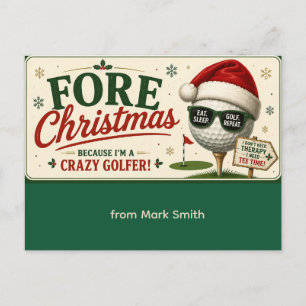 Lustiger Golf-Weihnachtsspruch für Golfer Feiertagspostkarte