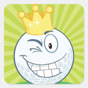 Lustiger Golfball-König des Golfens Quadratischer Aufkleber