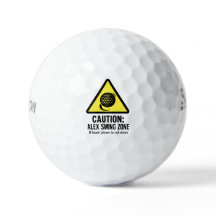 Lustiger Golfball mit Vorsicht-Schwingzone-Design