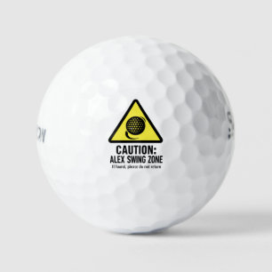 Lustiger Golfball mit Vorsicht-Schwingzone-Design 