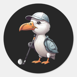 Lustiger Golfer Albatros Vogel Golfspieler Spiel G Runder Aufkleber