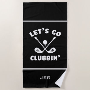 Lustiger Golfer Humor Monogramm Schwarz Strandtuch