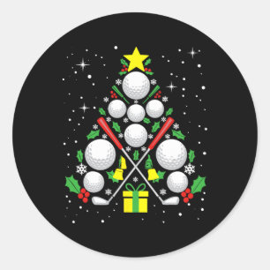 Lustiger Golfspieler Xmas Lichter Golf Weihnachtsb Runder Aufkleber