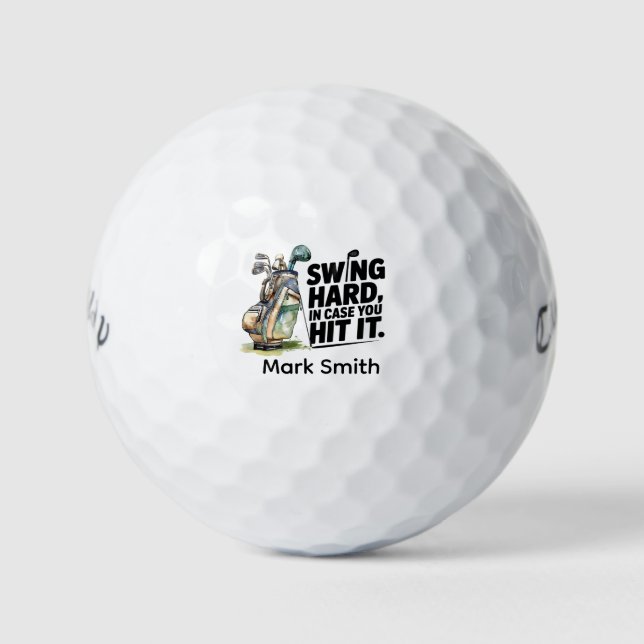 Lustiger Golfspruch mit Golfbag für Golfer Golfball (Vorderseite)