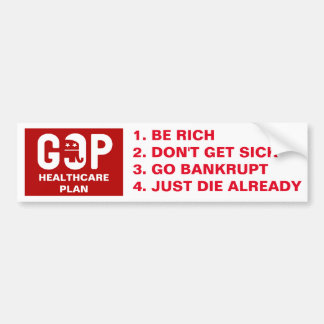 Lustiger GOP-Gesundheitswesen-Plan Autoaufkleber