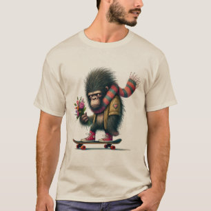 Lustiger Gorilla auf einem Skateboard T-Shirt