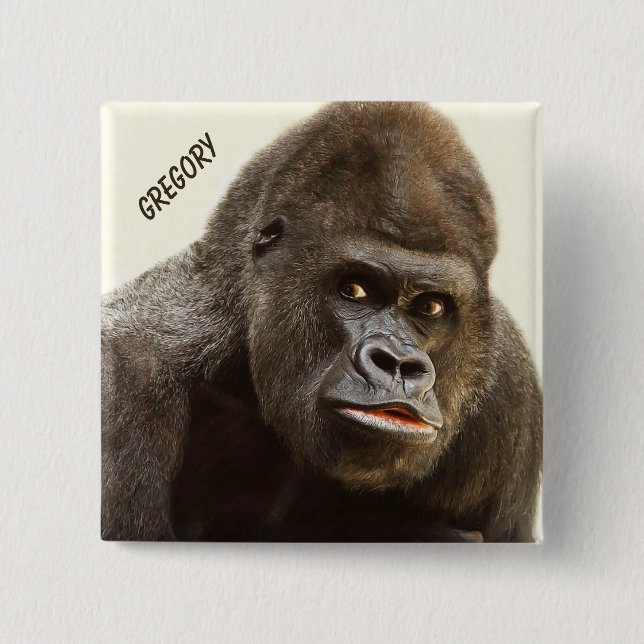 Lustiger Gorilla-Nameknopf Button (Vorderseite)