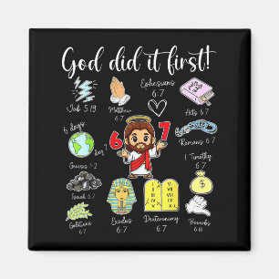 Lustiger Gott hat es zuerst gemacht 67 Meme Jesus  Magnet