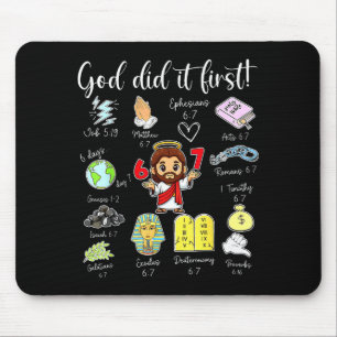Lustiger Gott hat es zuerst gemacht 67 Meme Jesus  Mousepad
