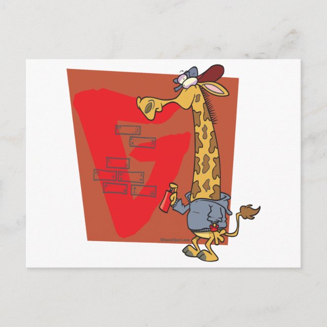 lustiger Graffiti-Giraffe-Cartoon Postkarte (Vorderseite)