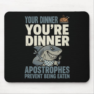 Lustiger Grammatik-Hai Englischlehrer Interpunktio Mousepad