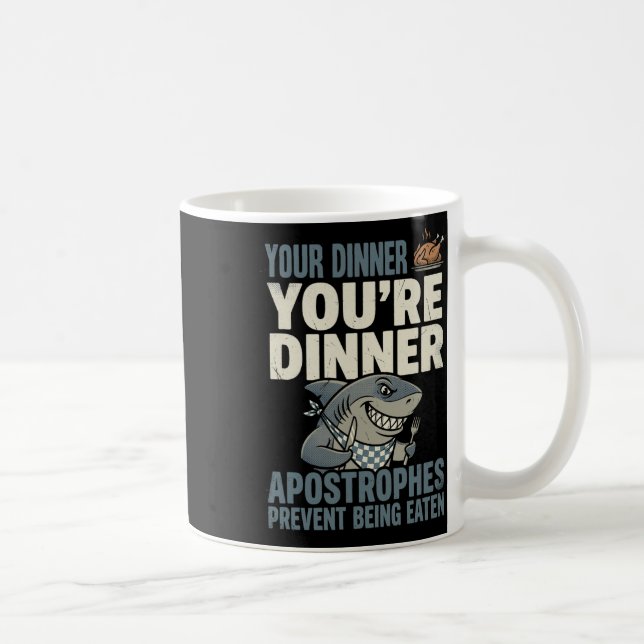 Lustiger Grammatik-Hai Englischlehrer Zeichensetzu Kaffeetasse (Rechts)