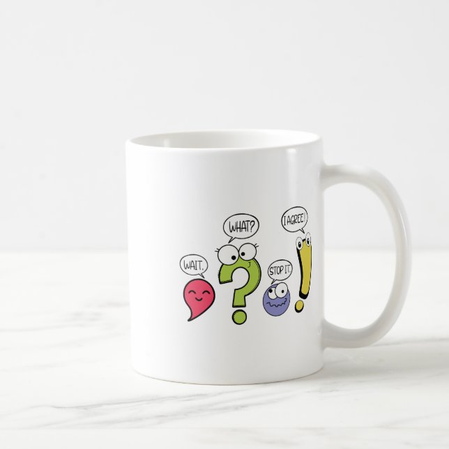 Lustiger Grammatiklehrer Interpunktion Wart Was St Kaffeetasse (Rechts)