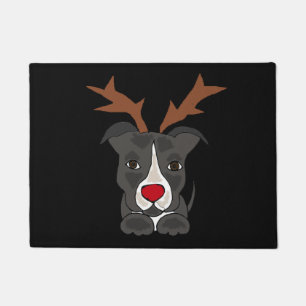 Lustiger grauer Pitbull Hund als Weihnachtsren Fußmatte
