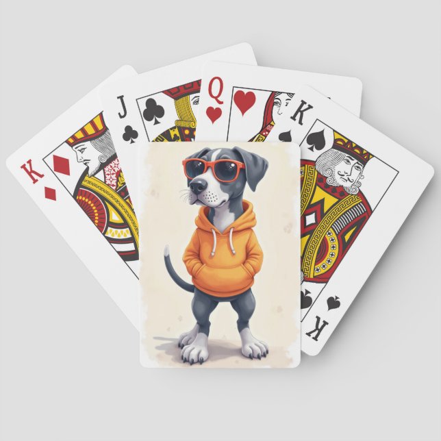 Lustiger Great Dane Kawaii Hund Spielkarten (Rückseite)