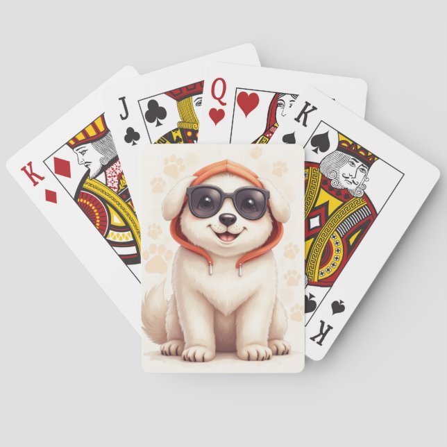 Lustiger Great Pyrenees Kawaii Hund Spielkarten (Rückseite)