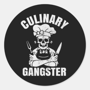 Lustiger Grill-Küchen-Gangster Runder Aufkleber