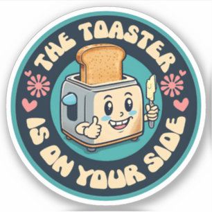 Lustiger groovy 60er Hippie-Toaster Daumen hoch Aufkleber