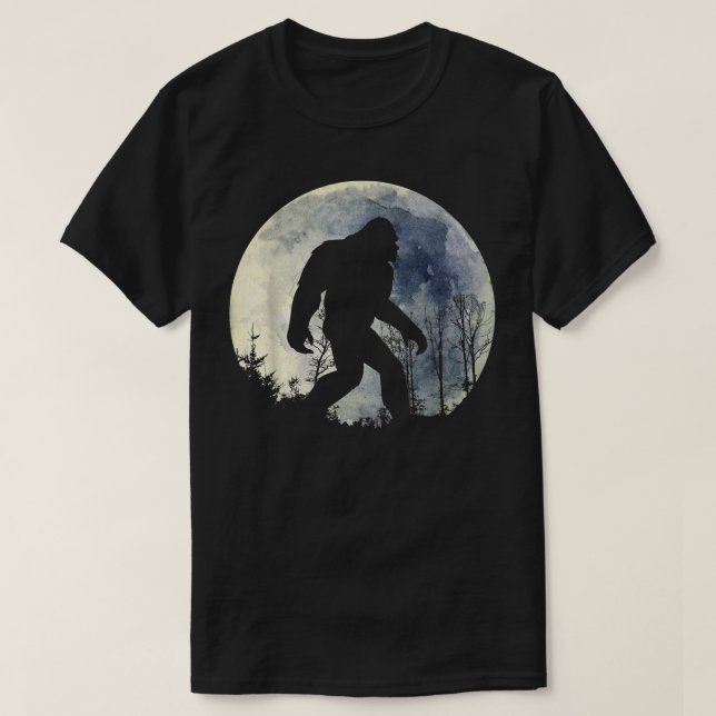 lustiger Großfußsasquatsch Vollmond  T-Shirt (Design vorne)