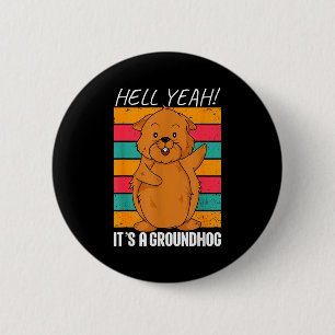 Lustiger Groundhog-Day-Cartoon-Anime-Neuheiten-Gra Button